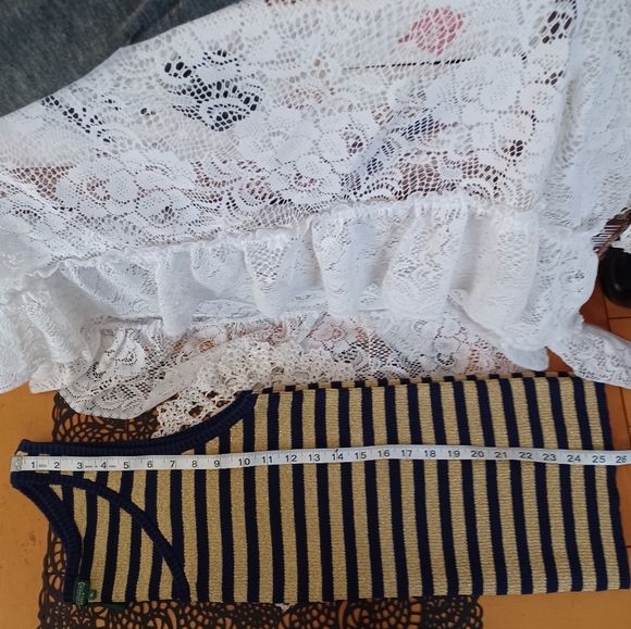 RALPH LAUREN XL WOMEN'S BRETON STRIPED SWEATER TANK TOP NAVY/METALLIC GOLD - Picture 9 of 10